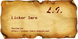 Licker Imre névjegykártya